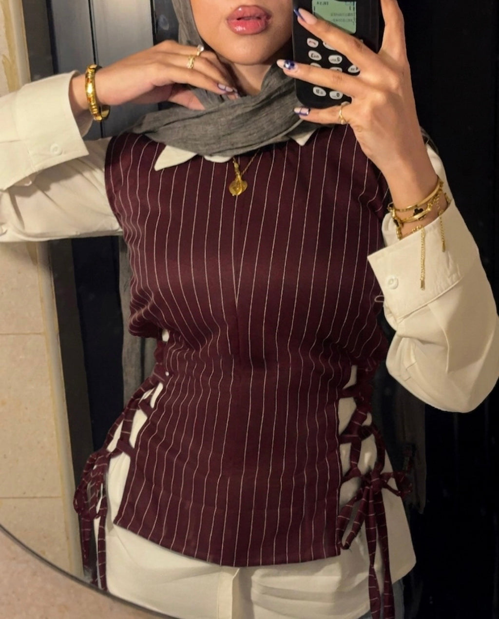 Burgundy corset top