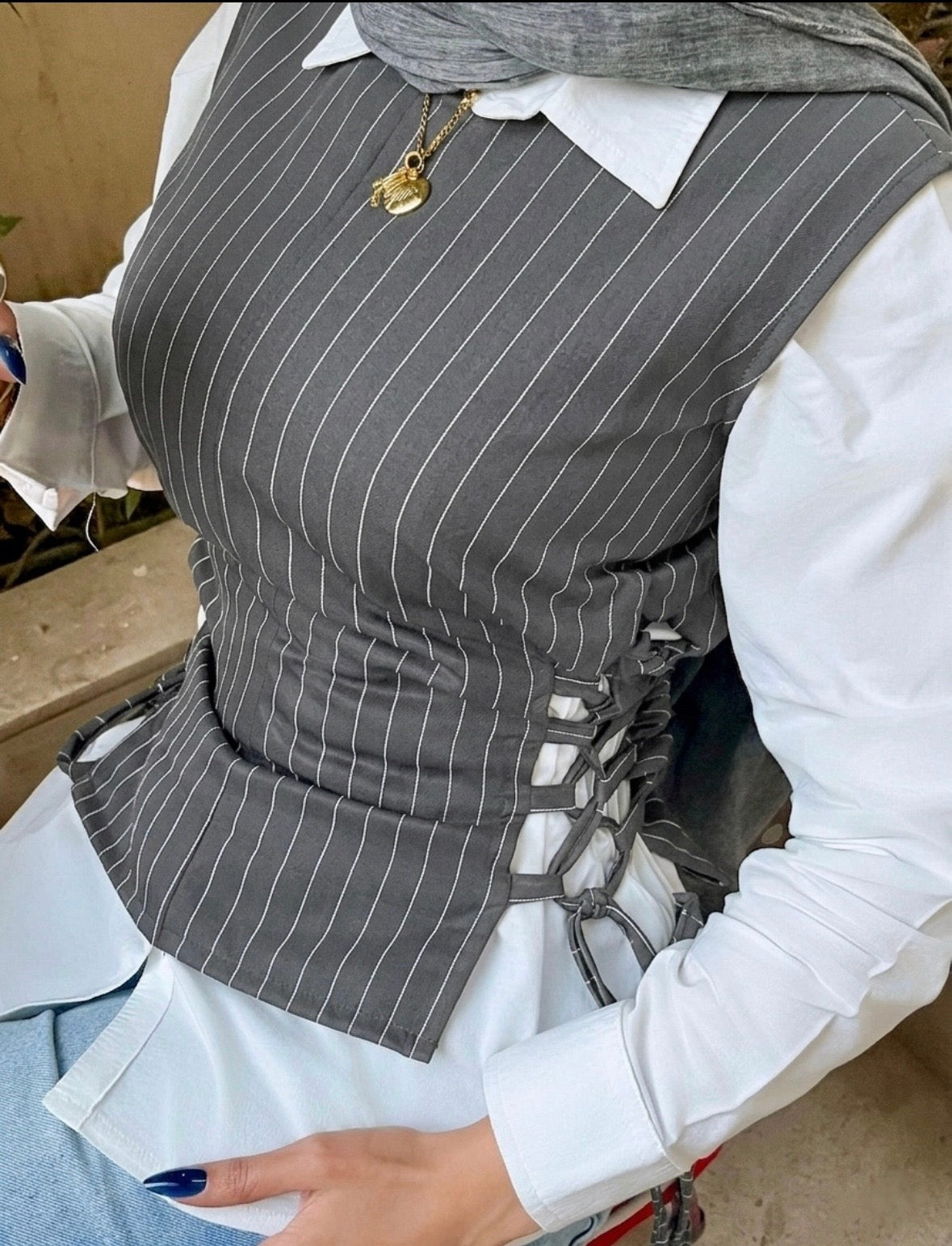Grey corset top