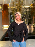 Black linen blouse