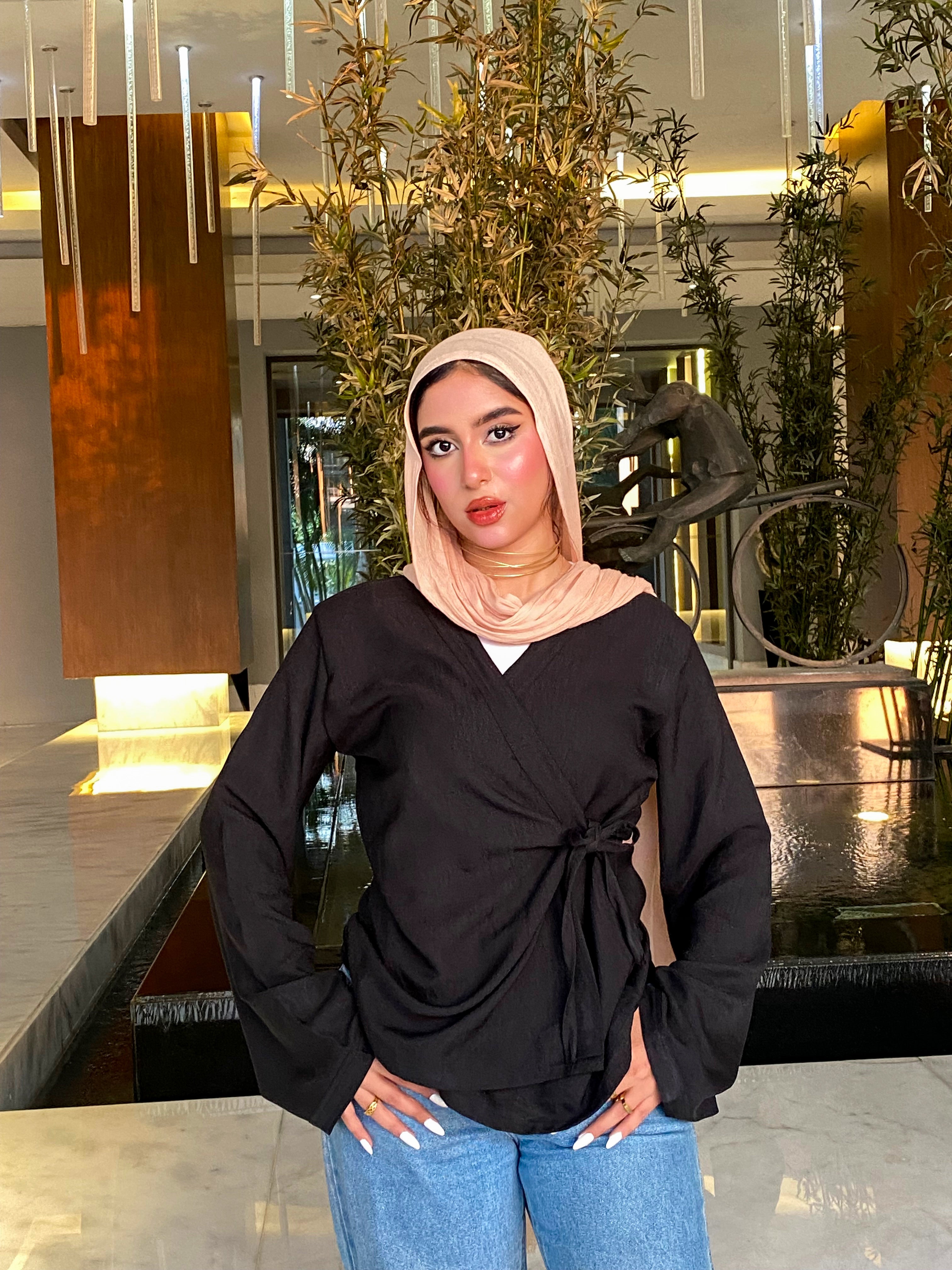 Black linen blouse