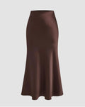 Brown silk skirt