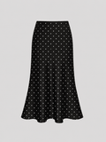 Black silk polka dots skirt