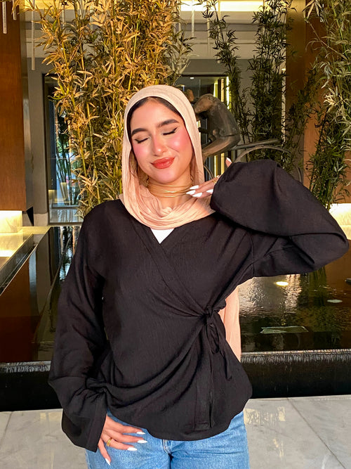 Black linen blouse
