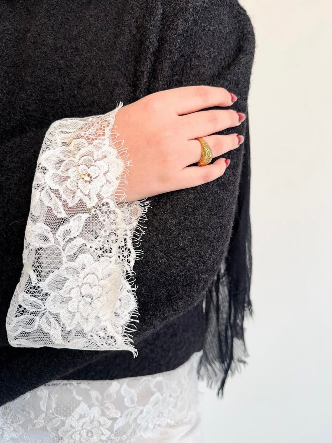 Black pullover with lace
