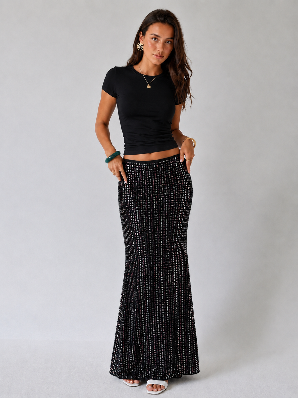 Black Sequin Skirt