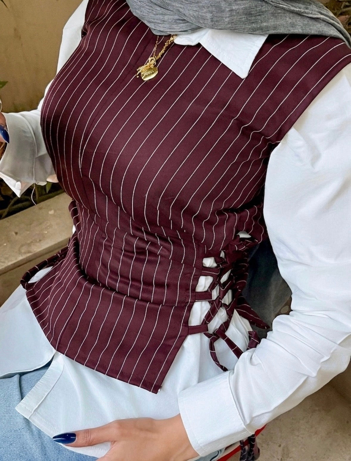 Burgundy corset top