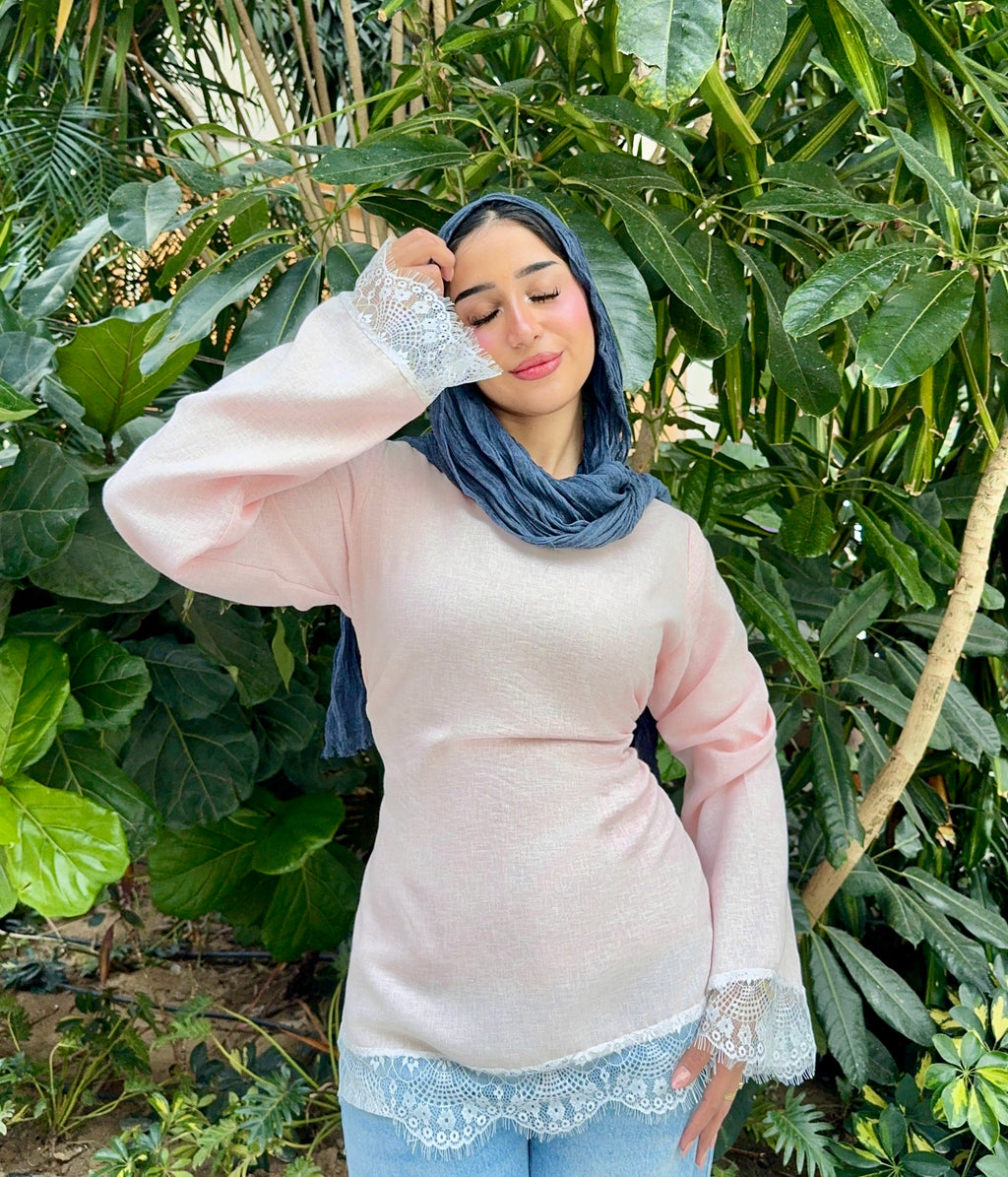 Baby rose linen blouse